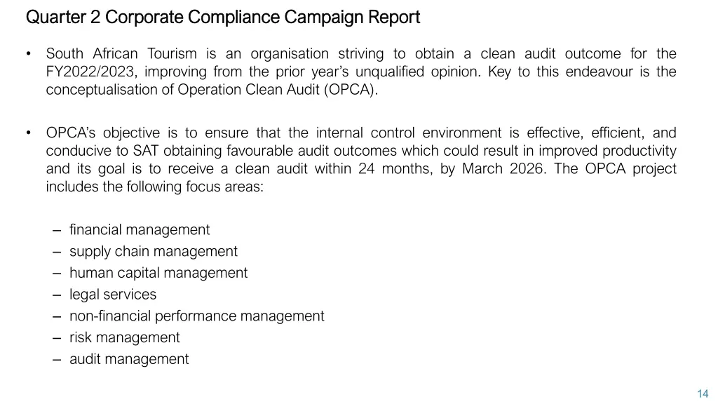 quarter 2 corporate compliance campaign report