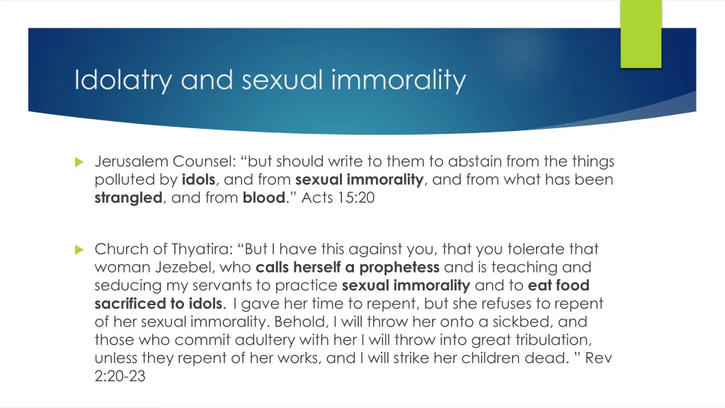 idolatry and sexual immorality