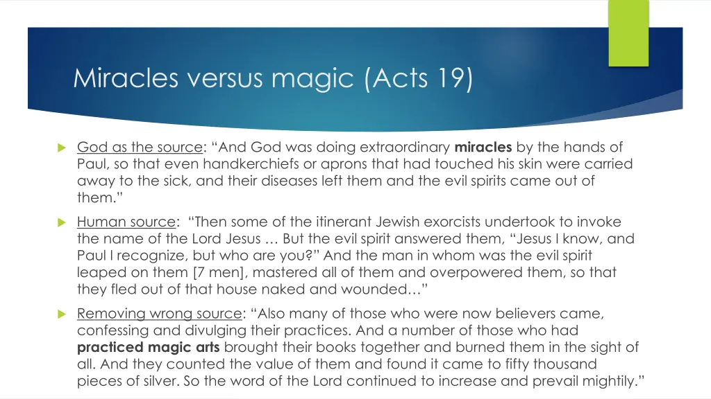 miracles versus magic acts 19