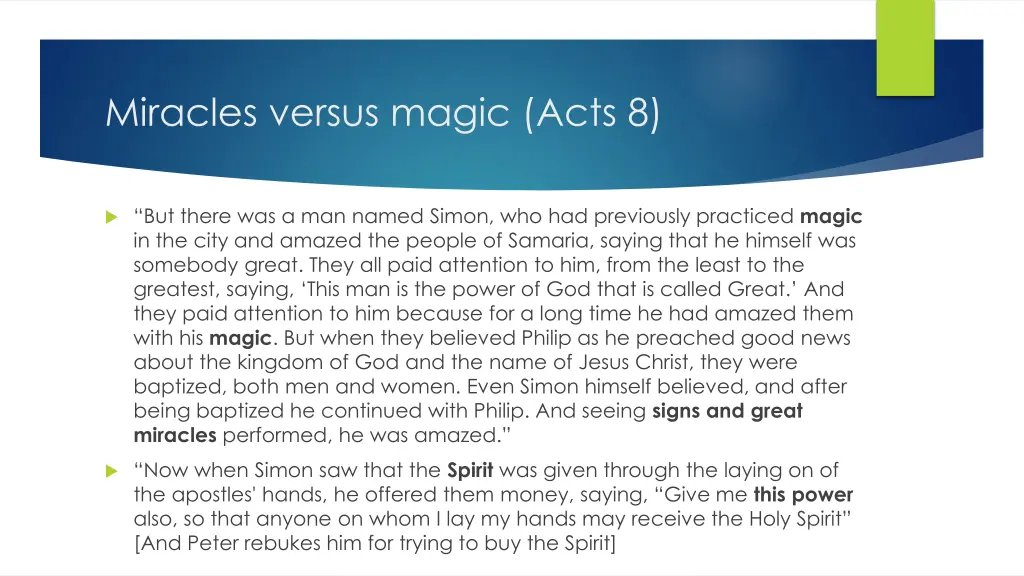 miracles versus magic acts 8