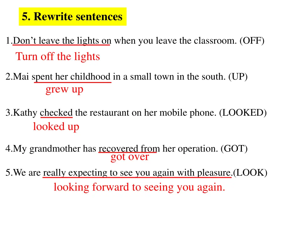 5 rewrite sentences