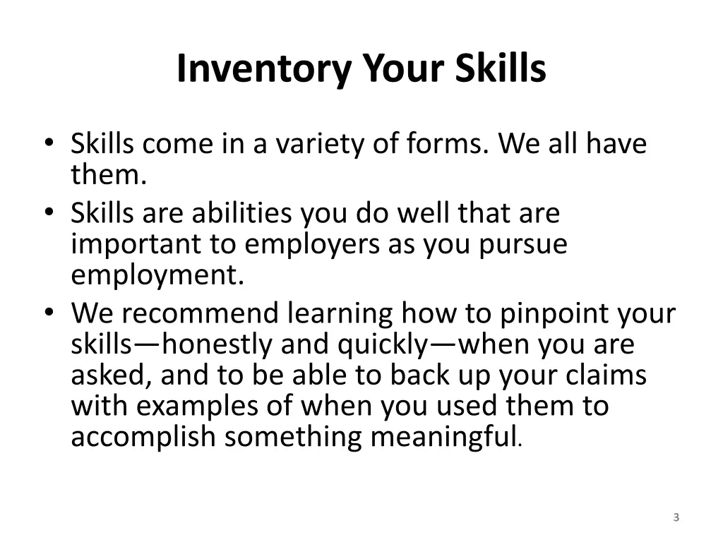 inventory your skills