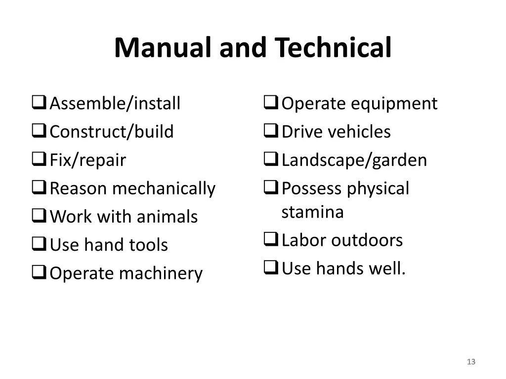 manual and technical