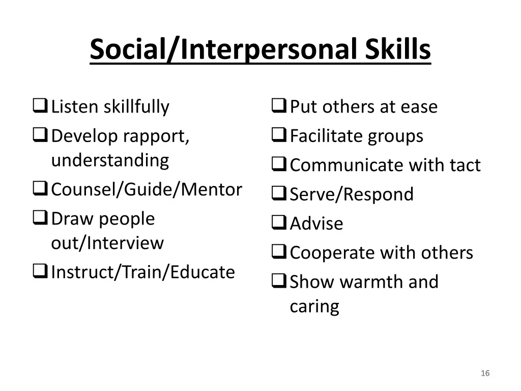 social interpersonal skills