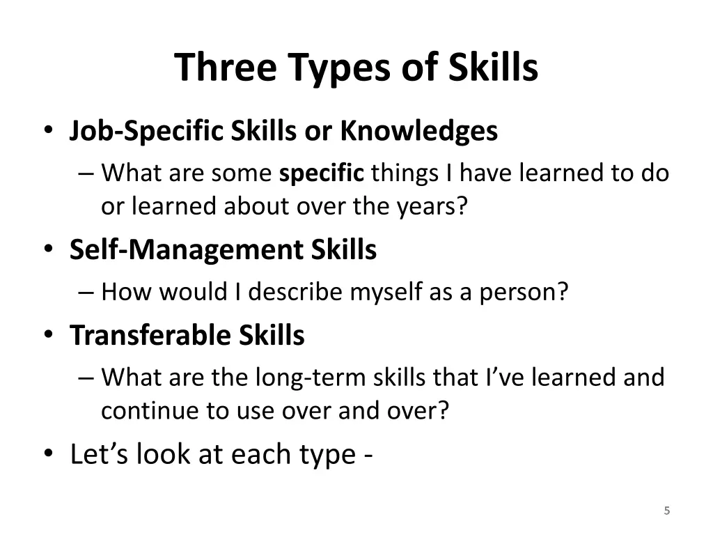 three types of skills