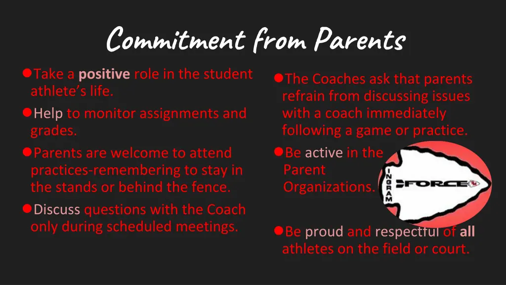 commitment from parents take a positive role