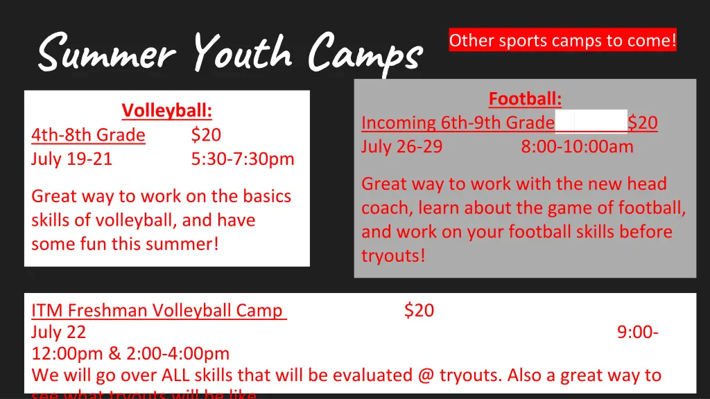 summer youth camps