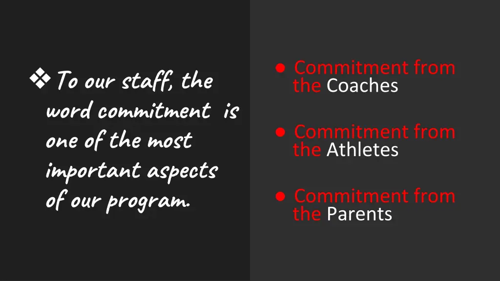 to our staff the word commitment