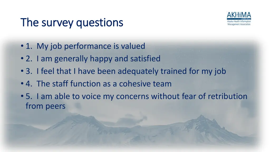 the survey questions the survey questions