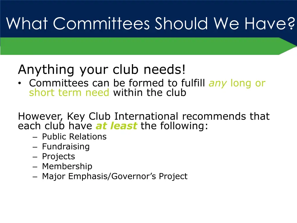 what committees should we have