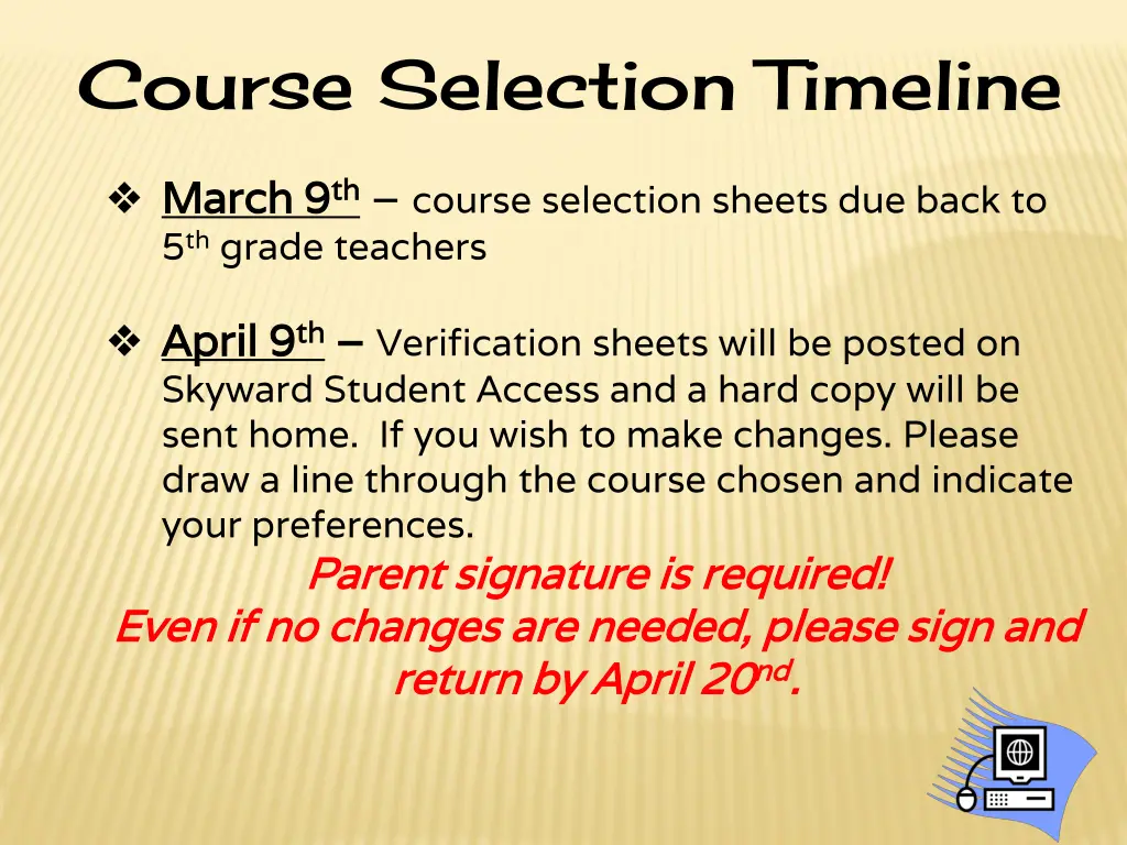 course selection timeline