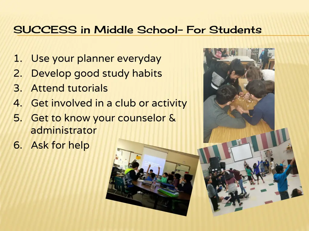 success in middle school for students