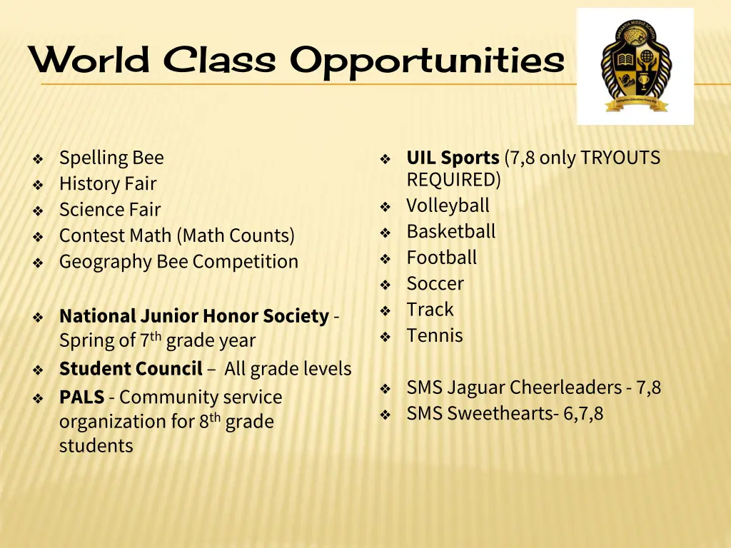 world class opportunities