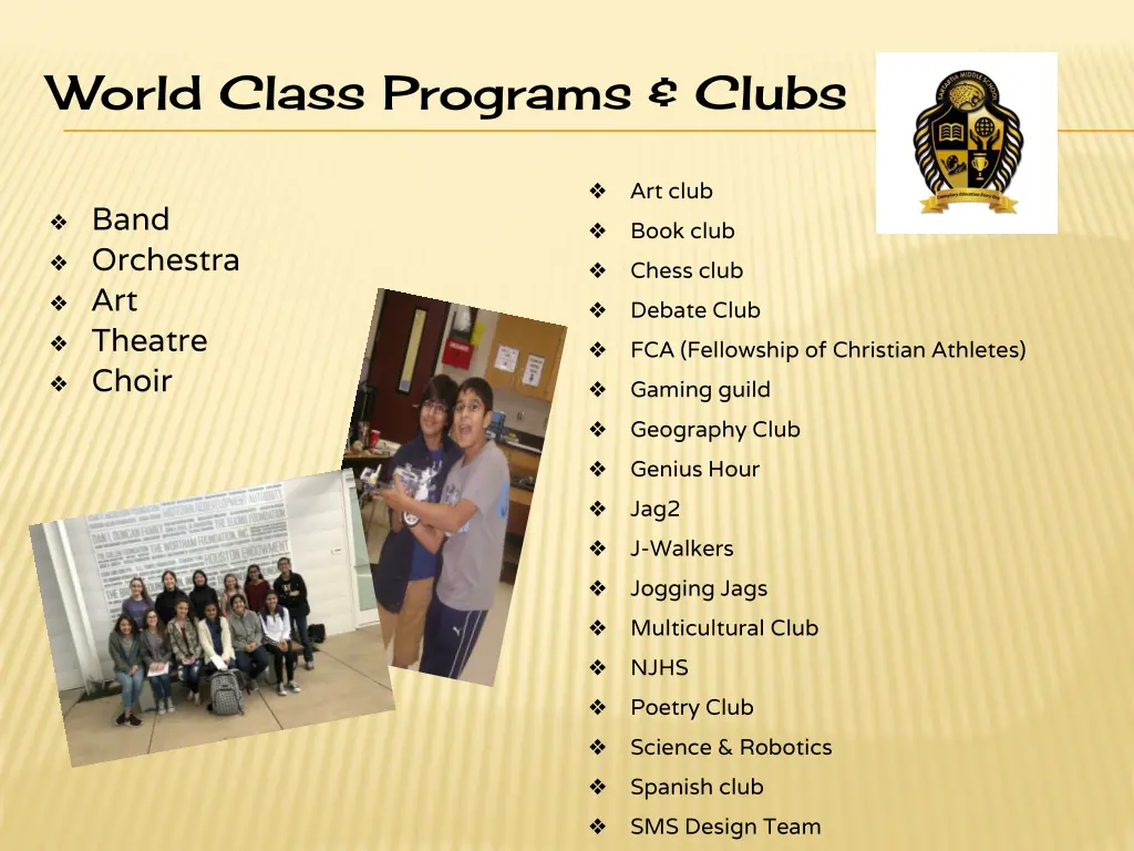 world class programs clubs