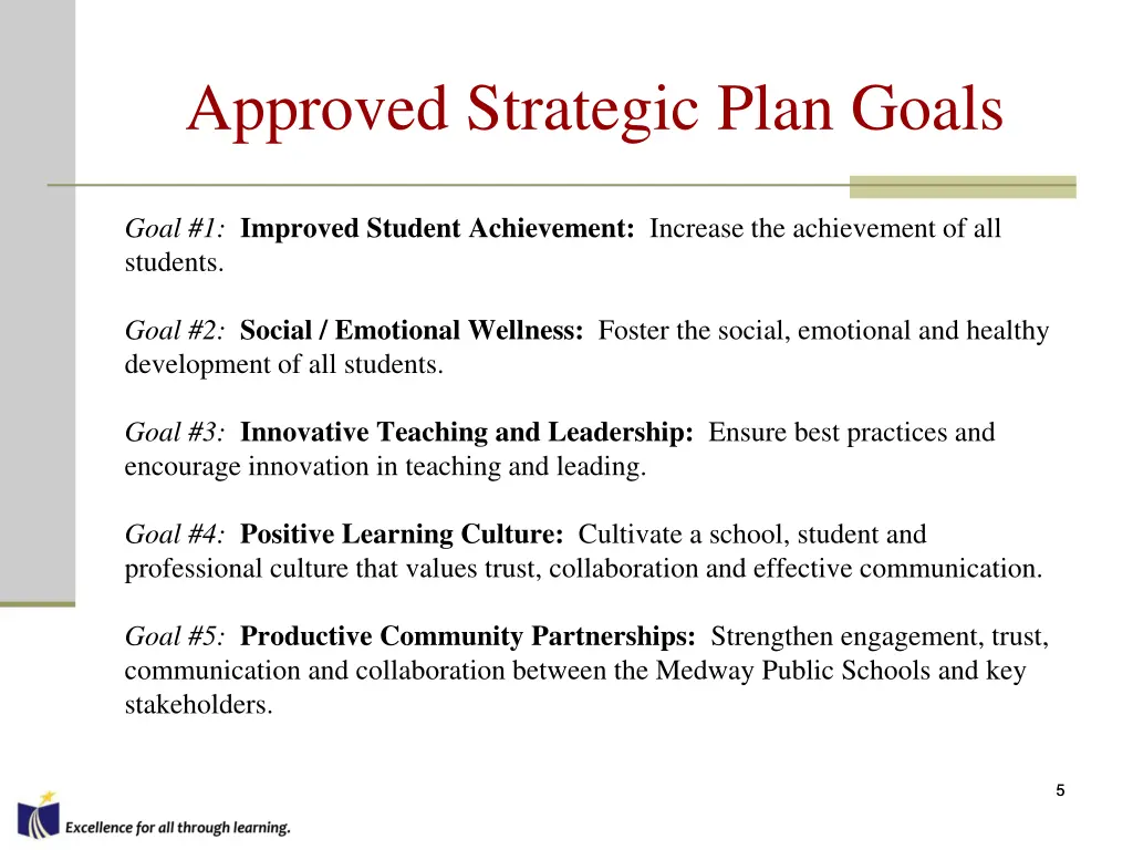 approved strategic plan goals