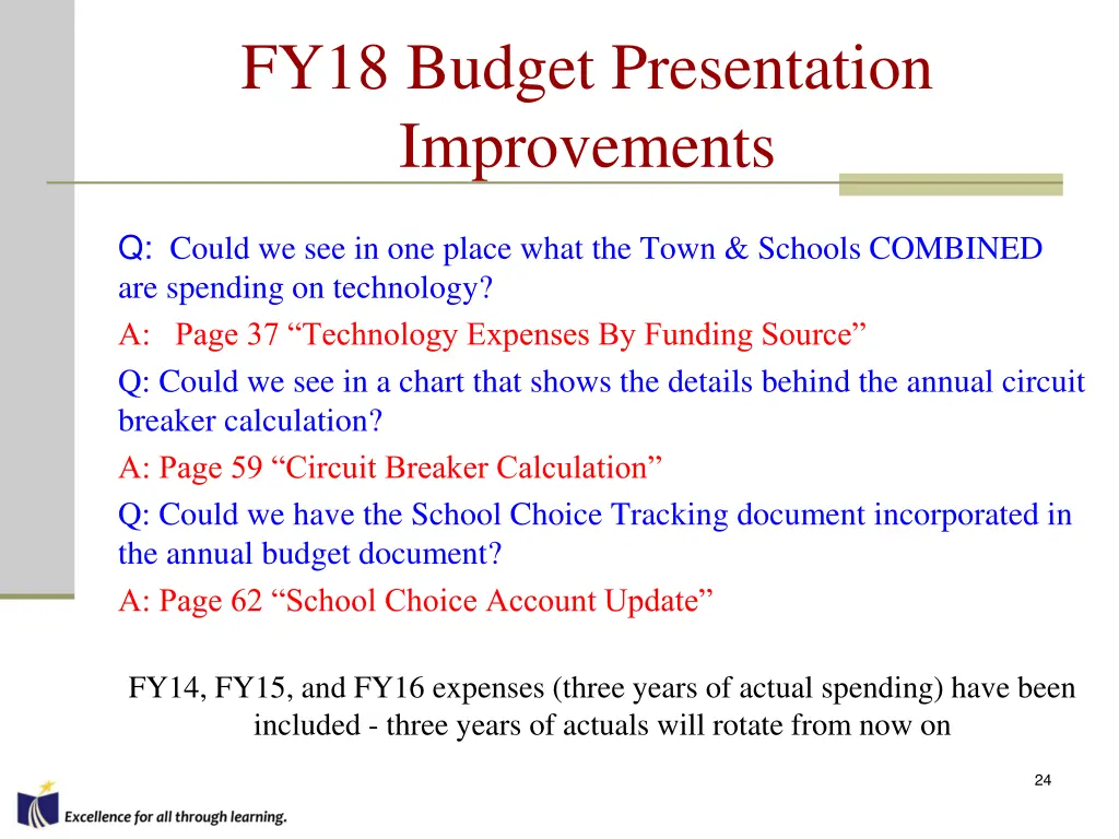 fy18 budget presentation improvements