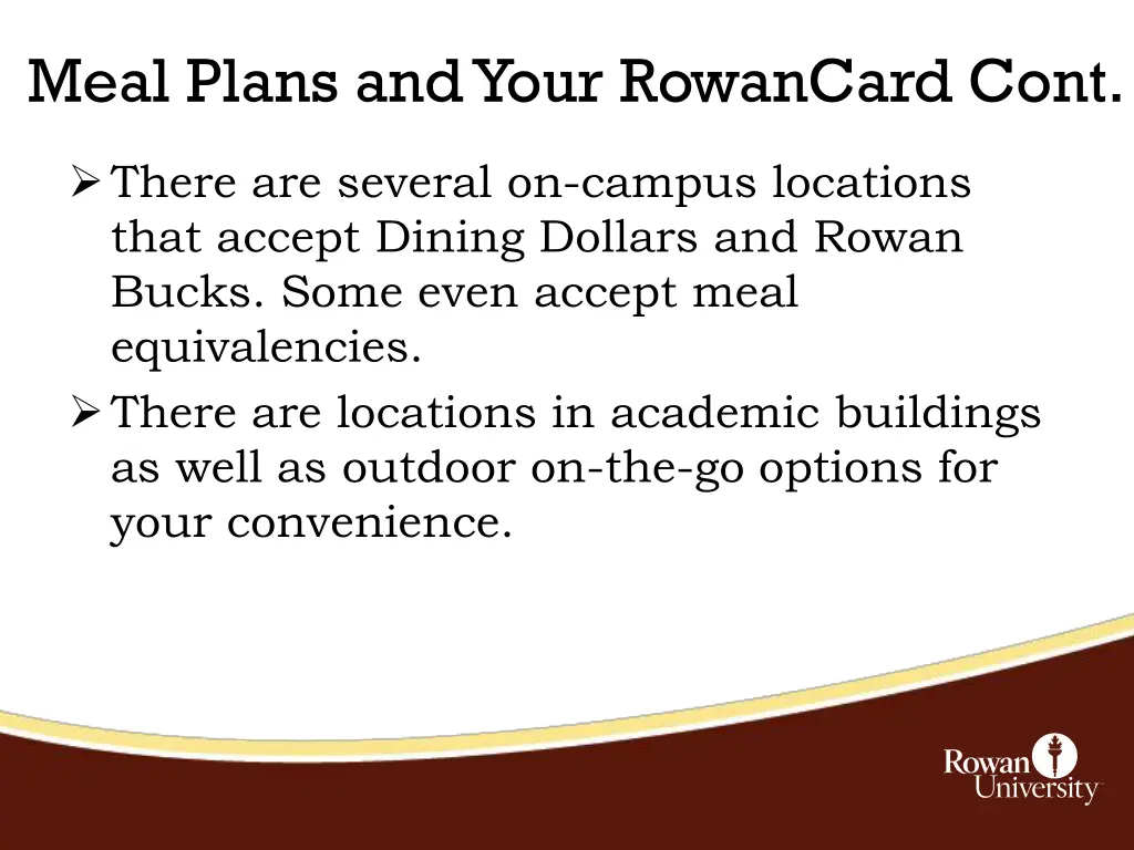 meal plans and your rowancard cont