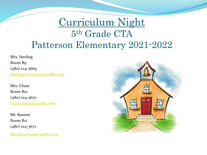 curriculum night 5 th grade cta patterson