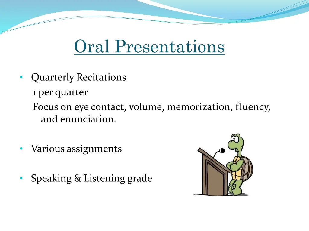 quarterly recitations 1 per quarter focus