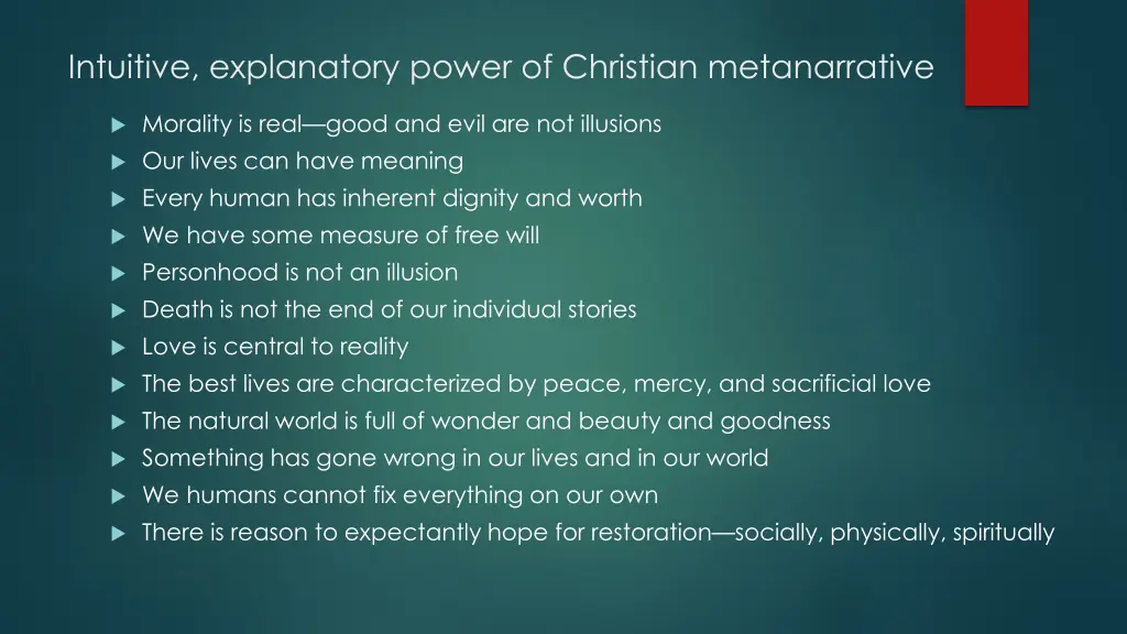 intuitive explanatory power of christian