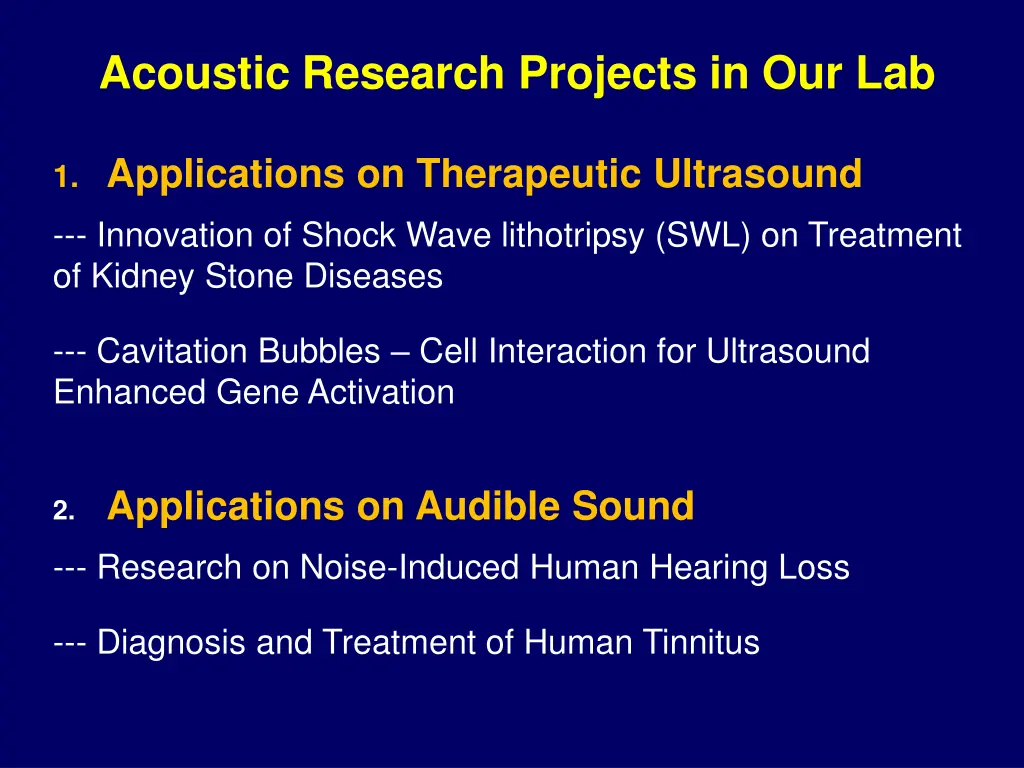 acoustic research projects in our lab