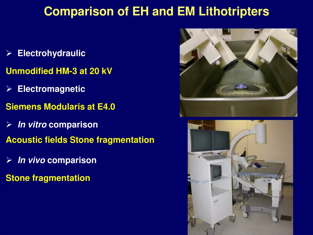 comparison of eh and em lithotripters