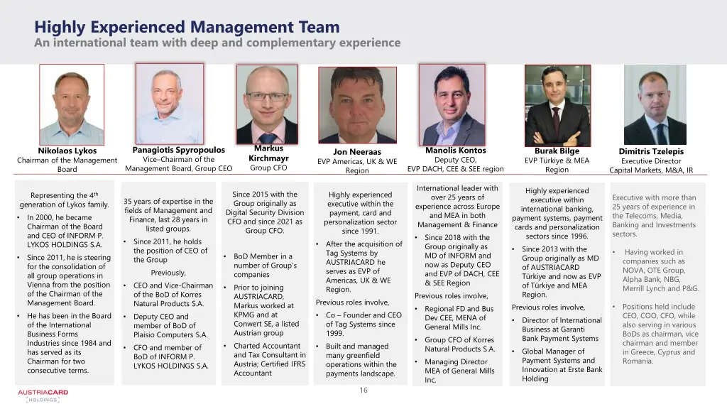 highly experienced management team