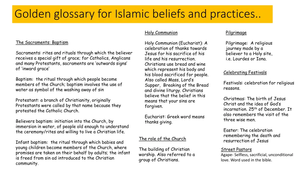 golden glossary for islamic beliefs and practices 1