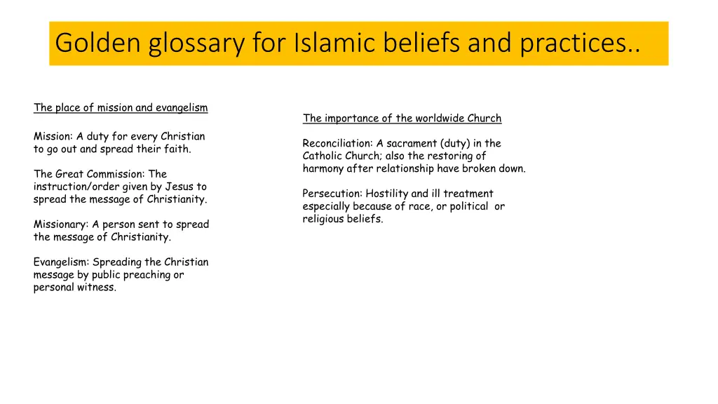 golden glossary for islamic beliefs and practices 2