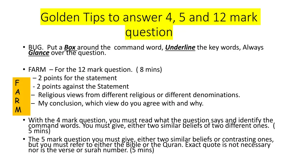 golden tips to answer 4 5 and 12 mark question