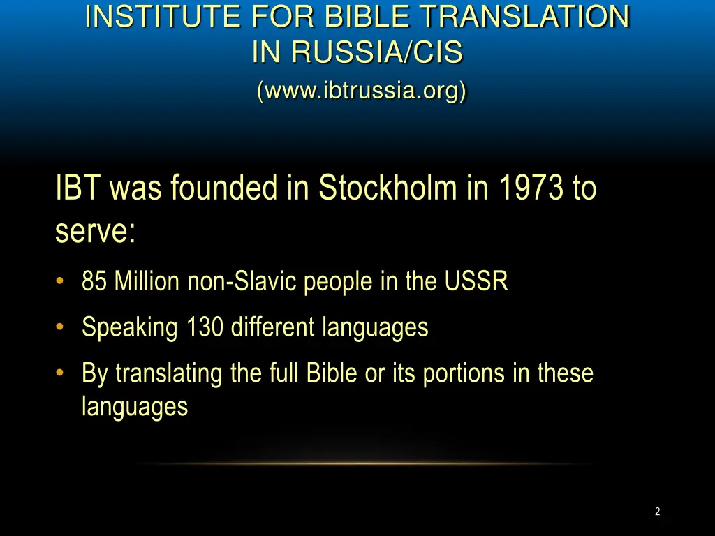 institute for bible translation in russia