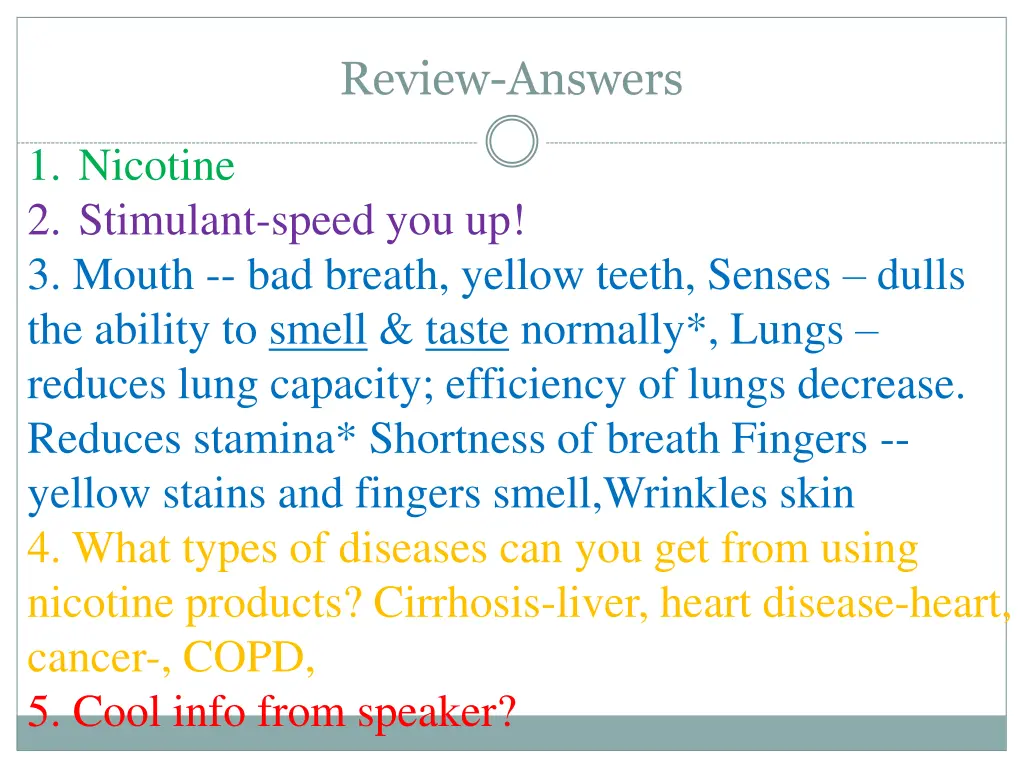 review answers