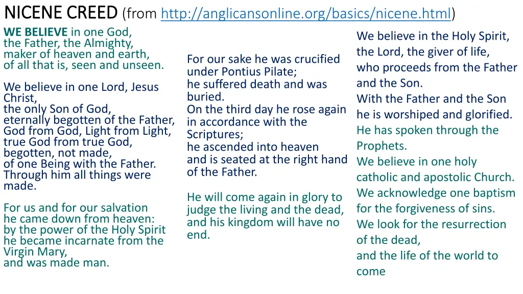 nicene creed nicene creed from http