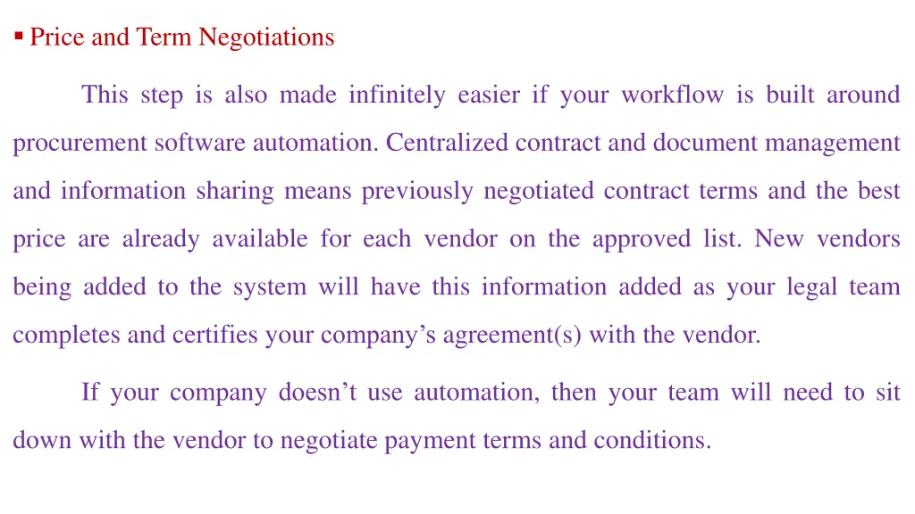 price and term negotiations
