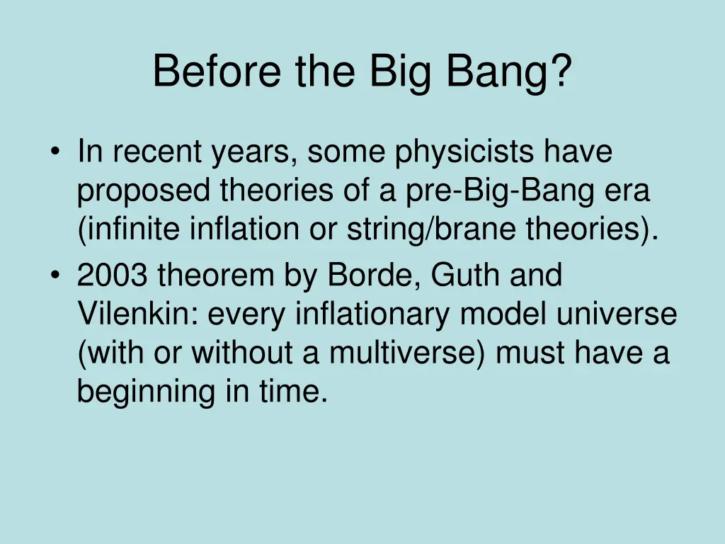 before the big bang