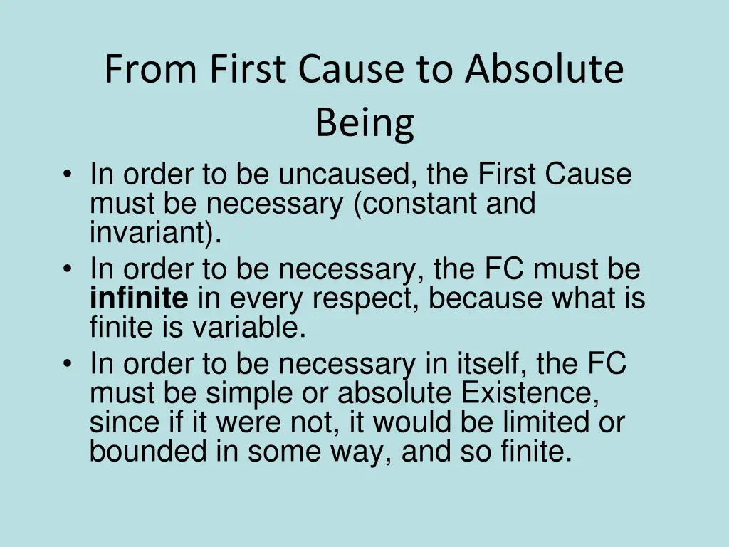 from first cause to absolute being in order