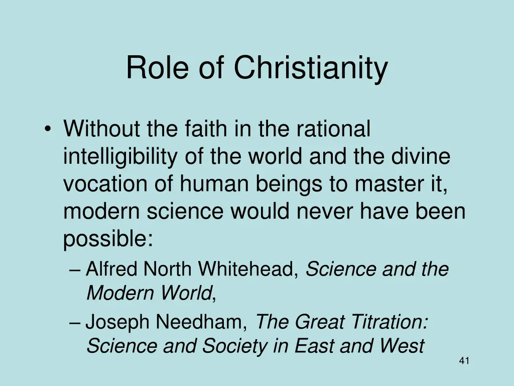 role of christianity