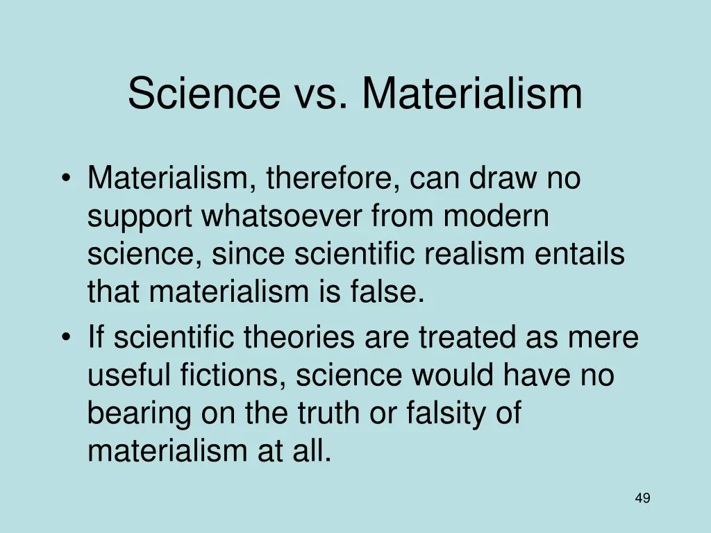 science vs materialism