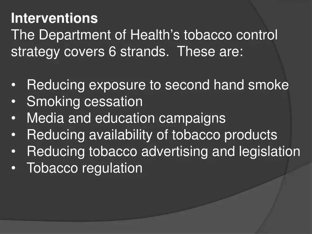 interventions the department of health s tobacco