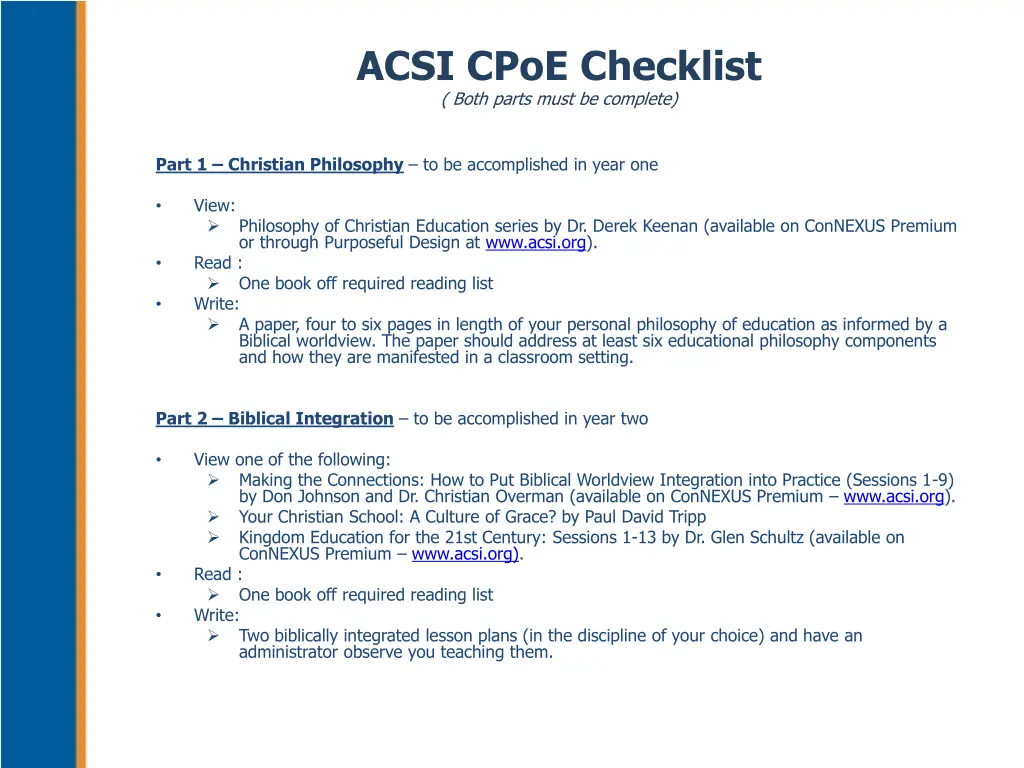 acsi cpoe checklist both parts must be complete