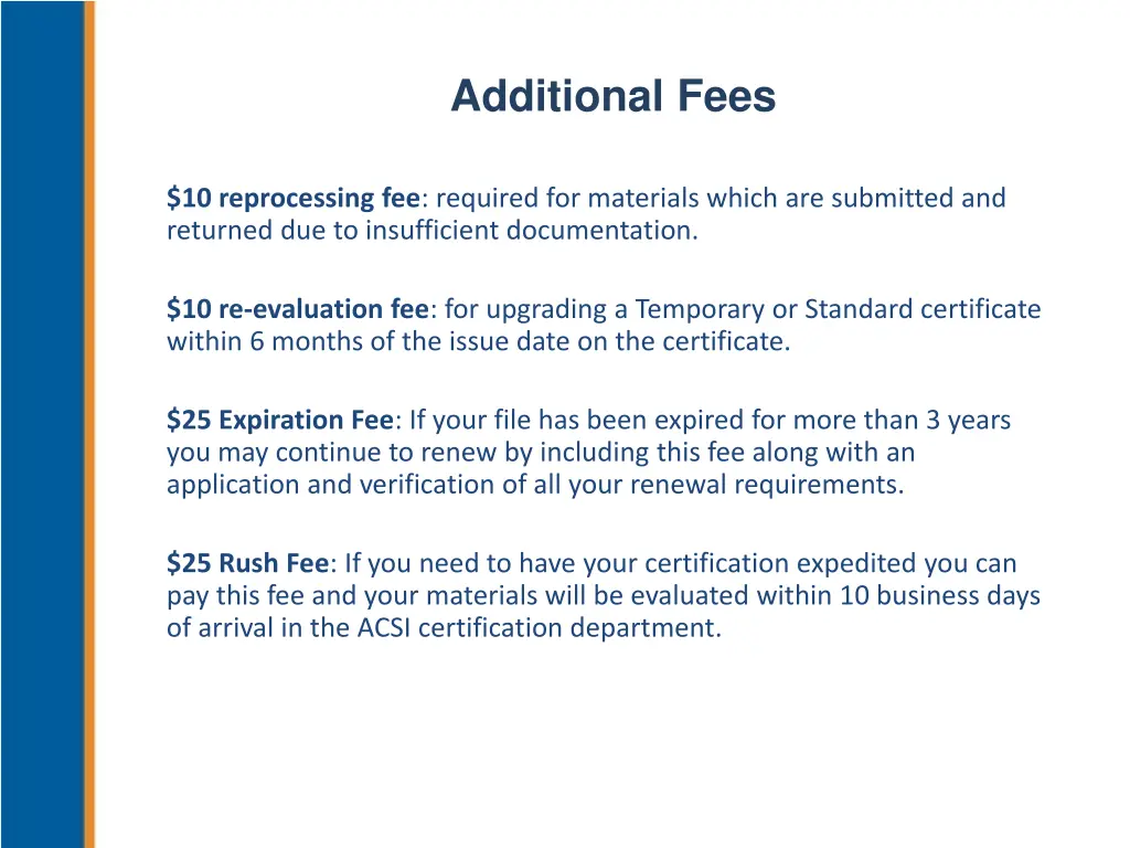 additional fees