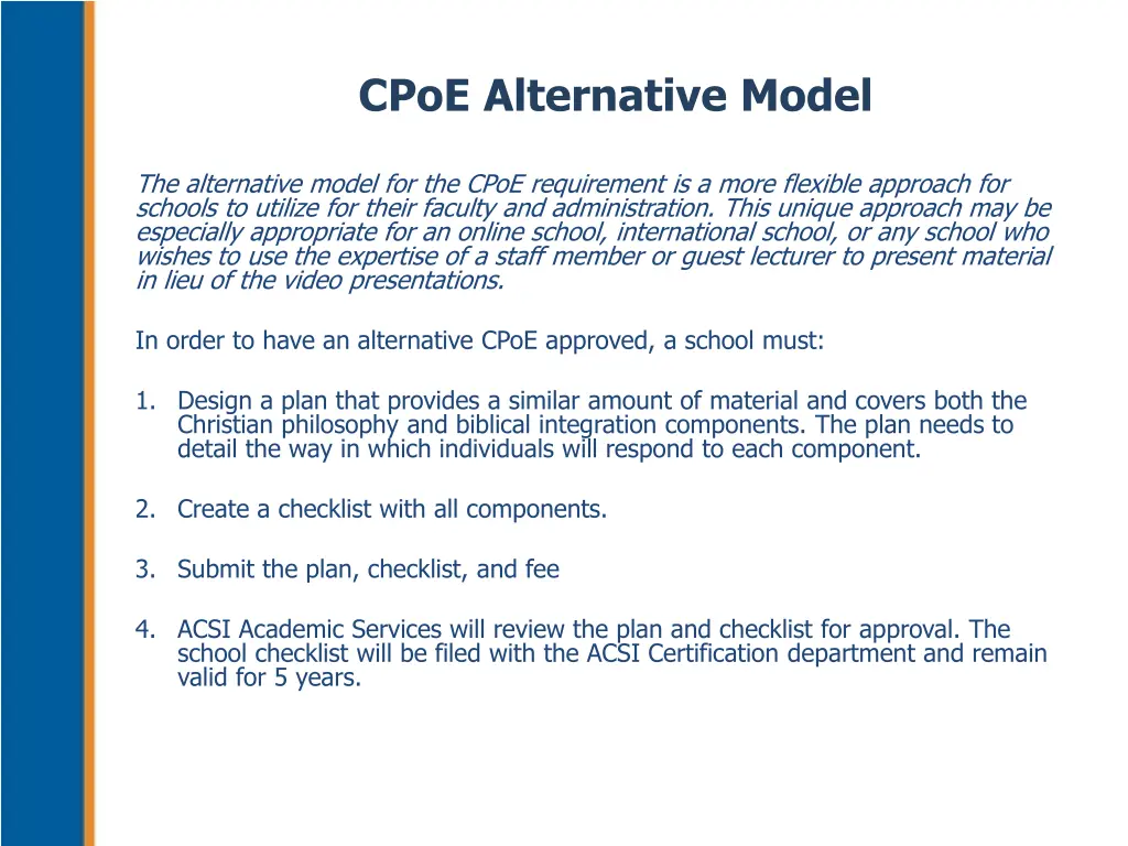 cpoe alternative model