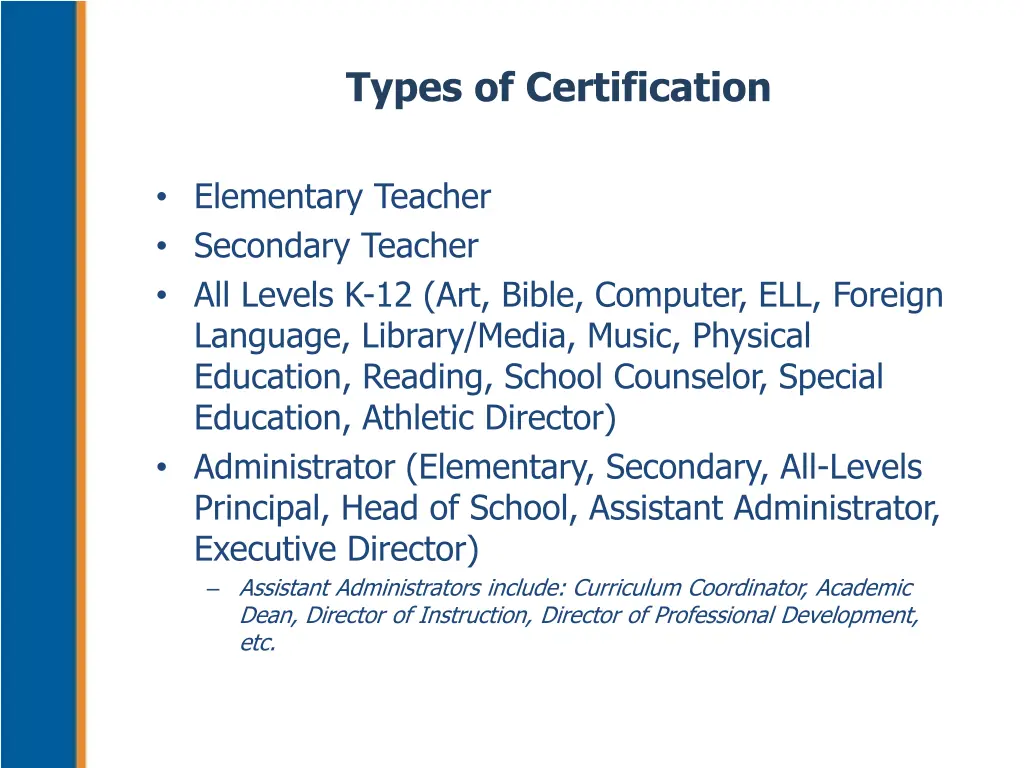 types of certification