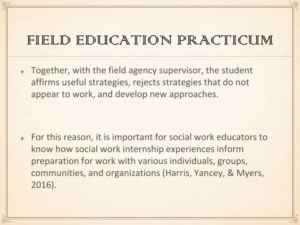 field education practicum 2