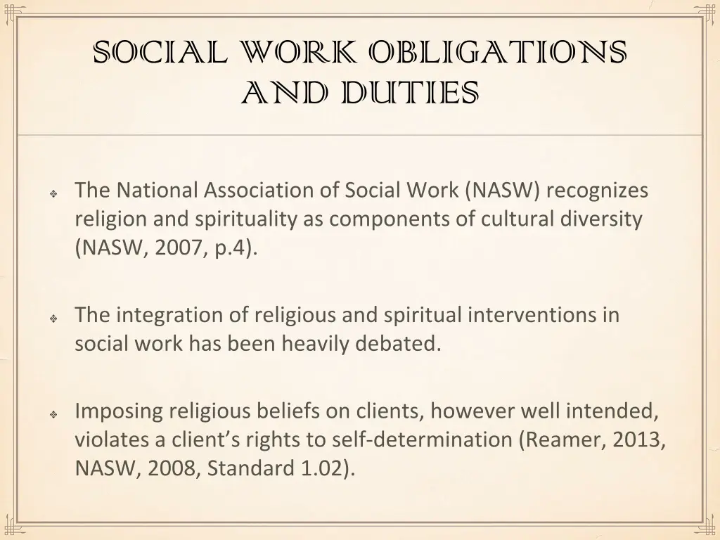 social work obligations and duties