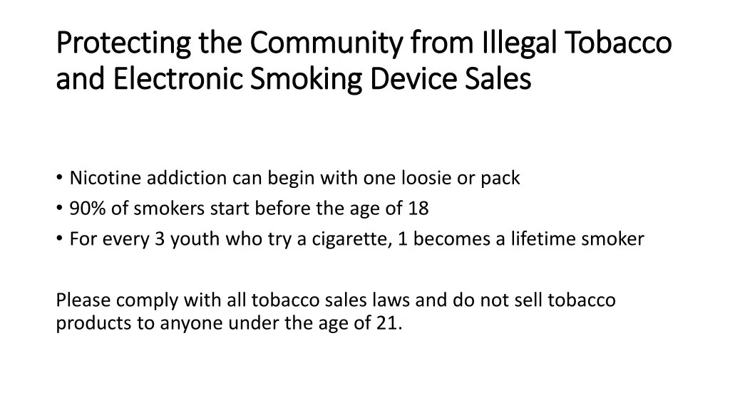 protecting the community from illegal tobacco