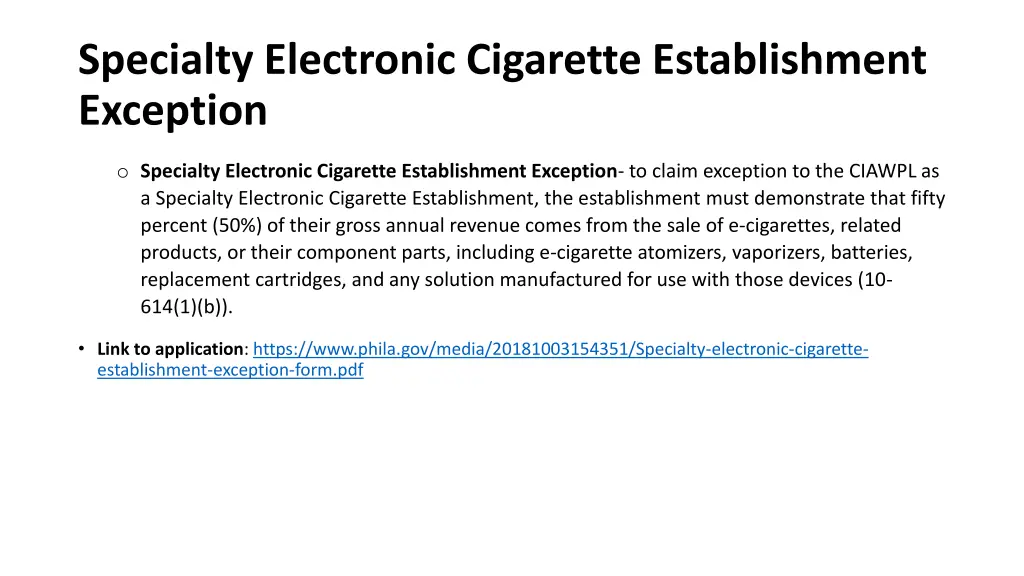 specialty electronic cigarette establishment