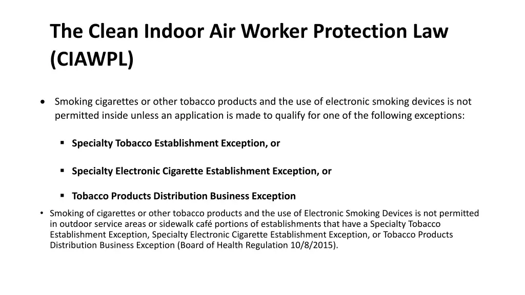 the clean indoor air worker protection law ciawpl