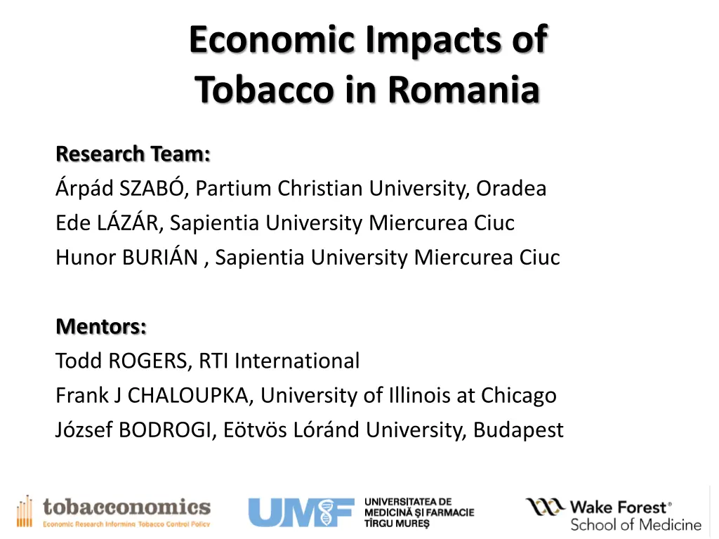 economic impacts of tobacco in romania