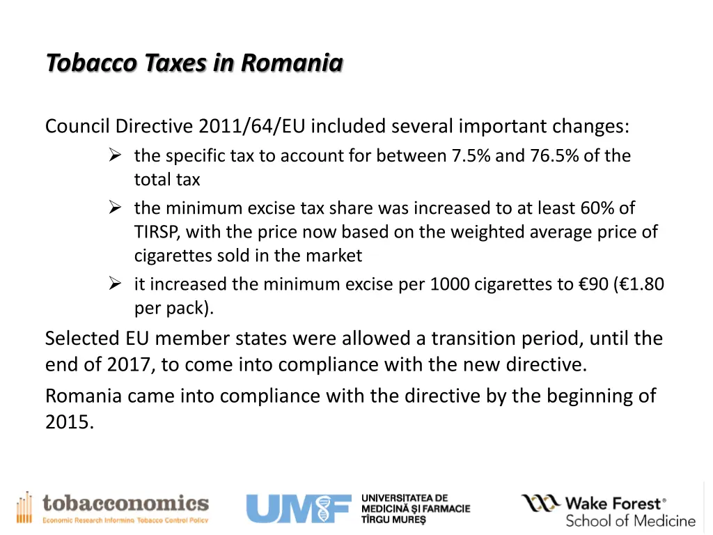 tobacco taxes in romania 1